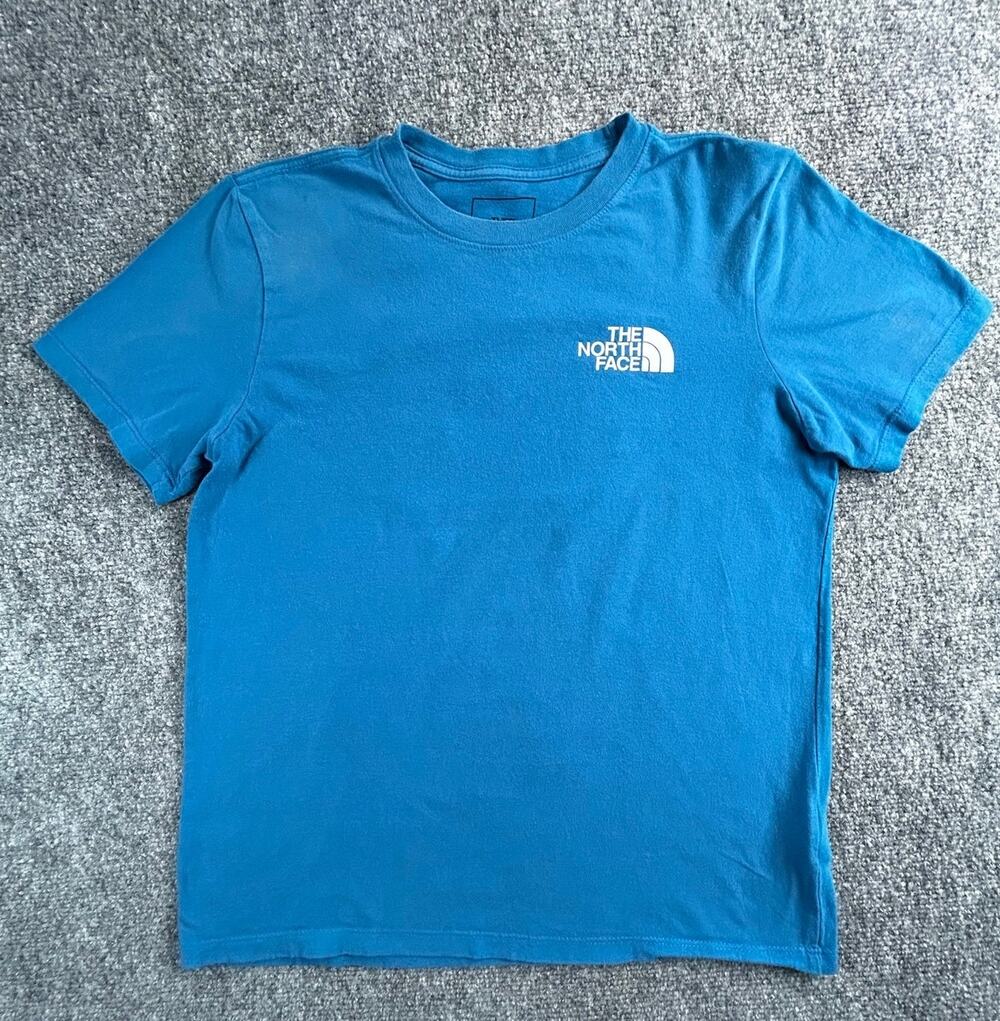 The North Face Box NSE Logo Graphic T-Shirt Women's Small Blue Short Sleeve